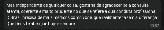 Relato público de paciente sobre o atendimento médico da Virtus